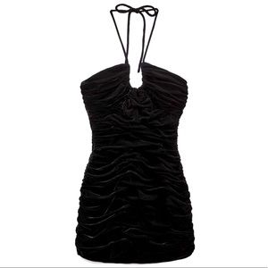 Zara black Velvet ruched Mini Dress, Brand New w/tag